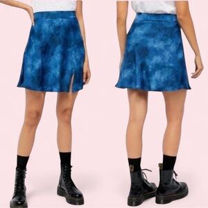 Free People Martine Flirt Mini Skirt | Navy Tie-Dye Knit | Size 2 | NWT